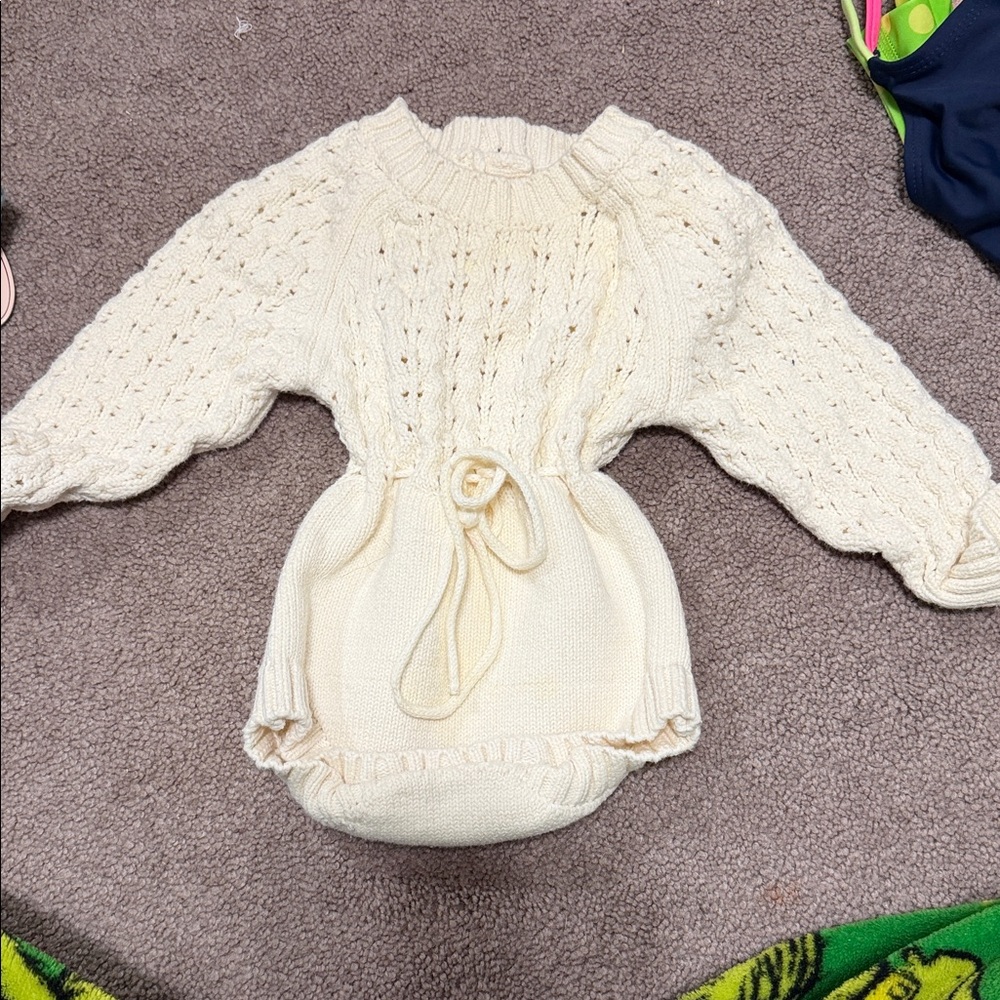 Cream Knit Baby Romper